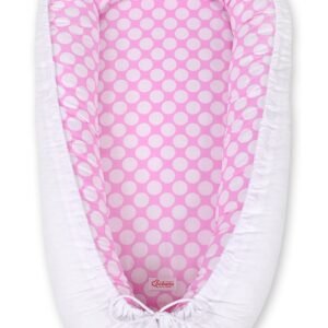 Baby nest double-sided Premium Cocoon for infants BOBONO- white dots/white