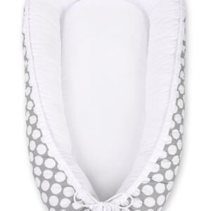 Baby nest double-sided Premium Cocoon for infants BOBONO- white dots/white