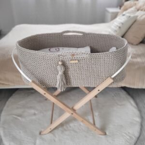 Moses basket BOHO Handmade with stand - light beige