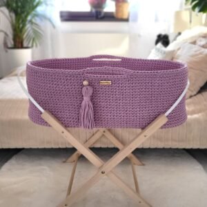 Moses basket BOHO Handmade with stand - lavender