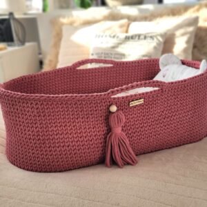 Moses basket BOHO Handmade cotton with mattress - blossom