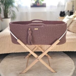 Moses basket BOHO Handmade with stand - mauve