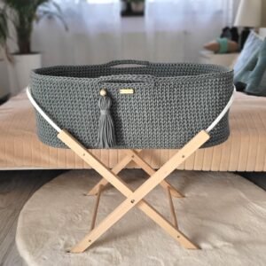 Moses basket BOHO Handmade with stand - laurel