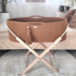 Moses basket BOHO Handmade with stand - caramel