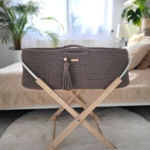 Moses basket BOHO Handmade with stand - mocca