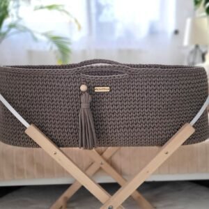 Moses basket BOHO Handmade cotton with mattress - mocca