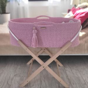 Moses basket BOHO Handmade with stand - pink