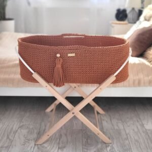 Moses basket BOHO Handmade with stand - terracotta