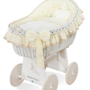 Moses Basket Wicker hood crib Carina- Cream
