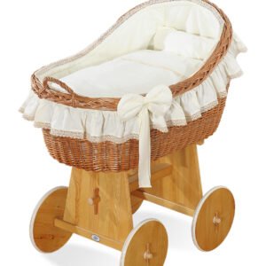 Moses Basket Wicker hood crib Carina- Cream