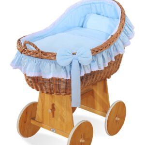 Moses Basket Wicker hood crib Carina- Blue