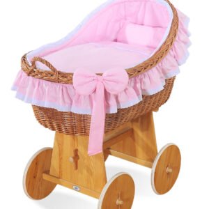 Moses Basket Wicker hood crib Carina- Pink