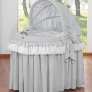 Cover set 4 pcs for Moses Basket Wicker hood crib- Little Prince Princess grey