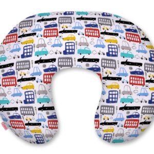 Breastfeeding Pillow Nursing Croissant Pillow, removable, Hands-Free Feeding- colorful cars