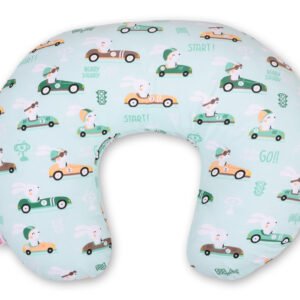 Breastfeeding Pillow Nursing Croissant Pillow, removable, Hands-Free Feeding- mint rabbits
