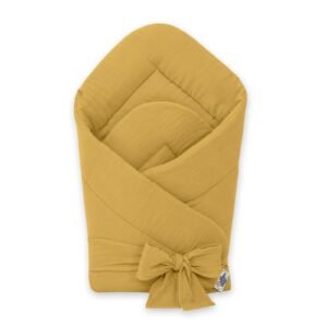 Muslin baby nest with bow - honey yellow