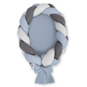 Braided baby nest 2 in 1 - pastel blue - gray - anthracite