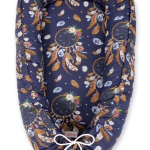 Baby nest double-sided Premium Cocoon for infants BOBONO- dream catchers dark blue
