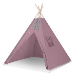 Teepee tent for kids + decorative feathers - pastel violet