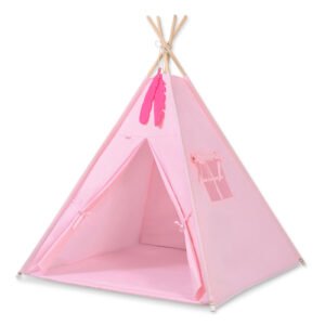 Teepee tent for kids +play mat + decorative feathers - pink