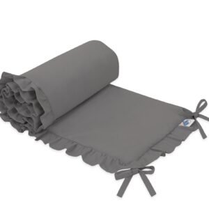 Universal baby bed bumper with frill - anthracite
