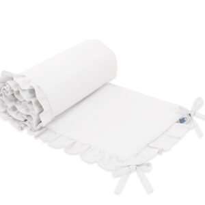 Universal baby bed bumper with frill - white