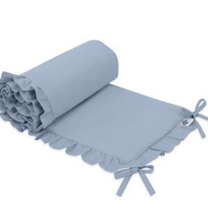 Universal baby bed bumper with frill - pastel blue