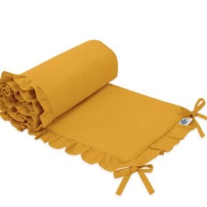 Universal baby bed bumper with frill - honey yellow