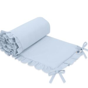 Universal baby bed bumper with frill - blue
