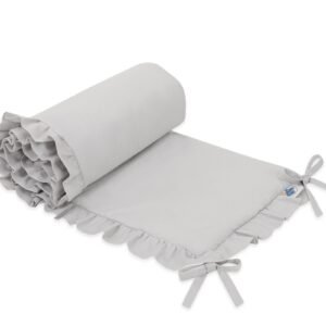 Universal baby bed bumper with frill - grey