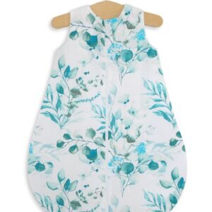 Cotton baby sleeping bag S 0-6 months for summer TOG 1.0 - eucaliptus mint