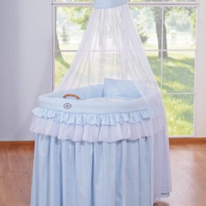 Cover set 4 pcs for Moses Basket Wicker drape crib- Little Prince blue
