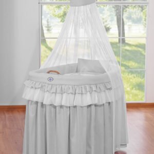 Cover set 4 pcs for Moses Basket Wicker drape crib- Little Prince Princess grey