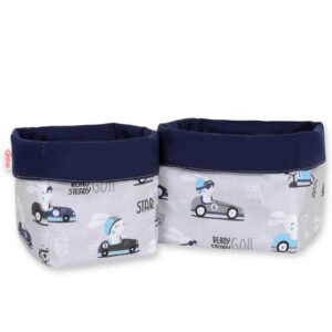 Set of 2 storage baskets - gray rabbits