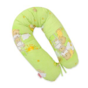Multifunctional pregnancy pillow Longer - Green teddy bears ladders