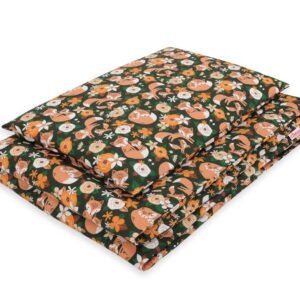 Baby cotton bedding set 2-pcs 120x90 cm- fox family on the green