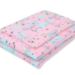 Baby cotton bedding set 2-pcs 120x90 cm- moons pink