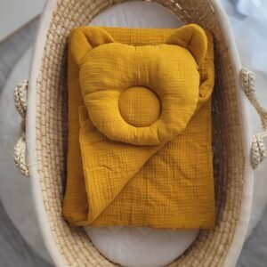 Duvet with pillow Teddy MUSLIN - 2pcs set - honey yellow