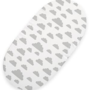 Sheet made of cotton for moses basket mattress 75x35 cm - Clouds gray