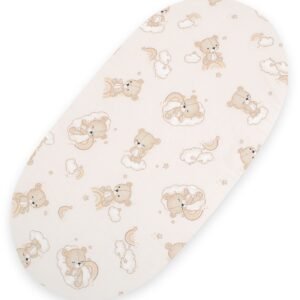 Sheet made of cotton for moses basket mattress 75x35 cm - Rainbow beige bear