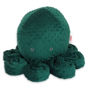Cuddly octopus big - bottle green - polka dot minky