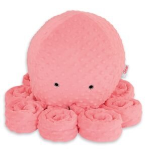 Cuddly octopus big - coral - polka dot minky