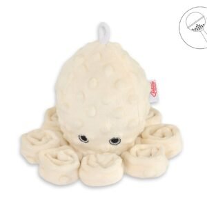 Cuddly octopus with rattle - cream - polka dot minky