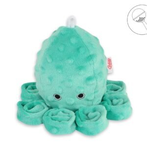 Cuddly octopus with rattle - Mint - polka dot minky