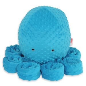 Cuddly octopus big - turquoise - polka dot minky
