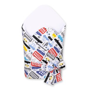 Baby nest with stiffening with bow - colorful cars