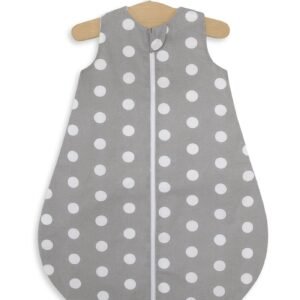 Cotton baby sleeping bag S 0-6 months for summer TOG 1.0 - polka dots on grey