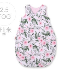 Sleeping bag 75 cm all-season with warming- peony flower pink/pink