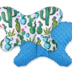 Double-sided anti shock cushion "BUTTERFLY" -  cactus/turquoise