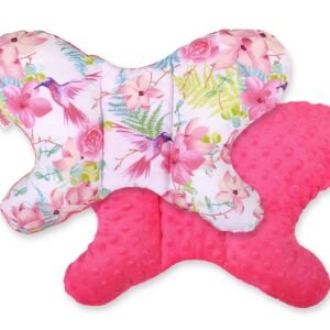 Double-sided anti shock cushion "BUTTERFLY" - hummingbirds in flowers/rosa